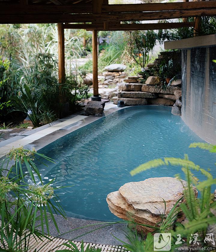 森林溫泉泡池。